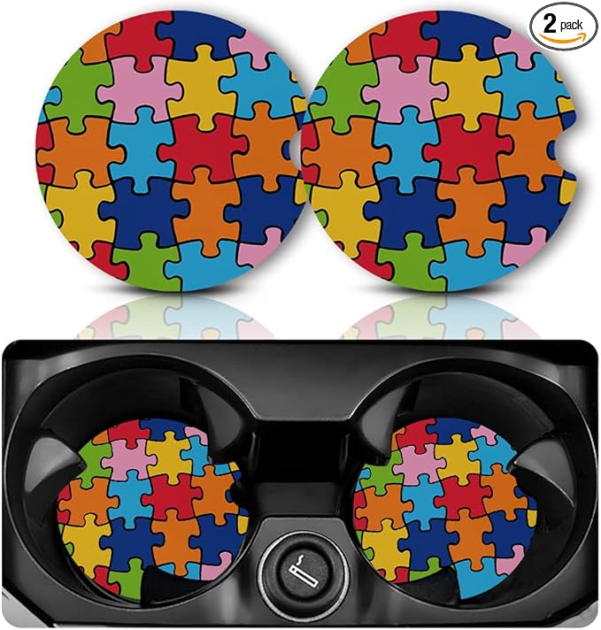 Car Coasters for Cup Holders，2.75" Anti Slip Rubber Mat with A Finger Notch, 2 Pack Car Cup Holder Coasters for Car Interior Accessories for Women Men Autism