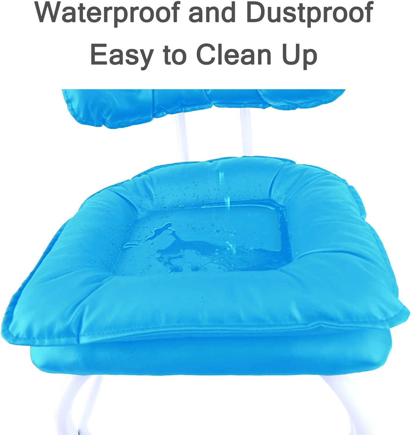 Rolling Stool Wide Seat with Back Rolling Chair 4 Wheels with Brakes for Home Office Garage Shop Waterproof Roller Seat Durable Steel Stand Blue