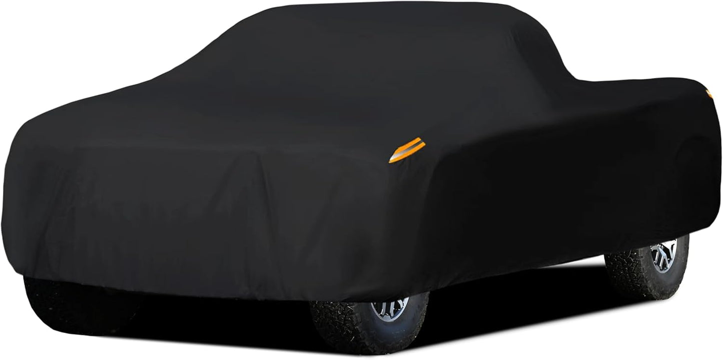 MORNYRAY Waterproof Car Cover All Weather Snowproof UV Protection Windproof Outdoor Full Truck Cover, Universal Fit for (All Black, Fit Truck Length Up to 210 inch)