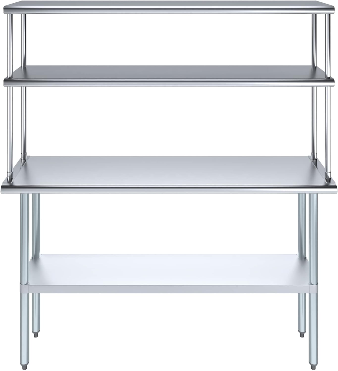 Amgood Stainless Steel Work Table Wide Double Tier Overshelf | NSF | Metal Kitchen Prep Table & Shelving Combo (14" x 60" Work Table + 12" Overshelf)
