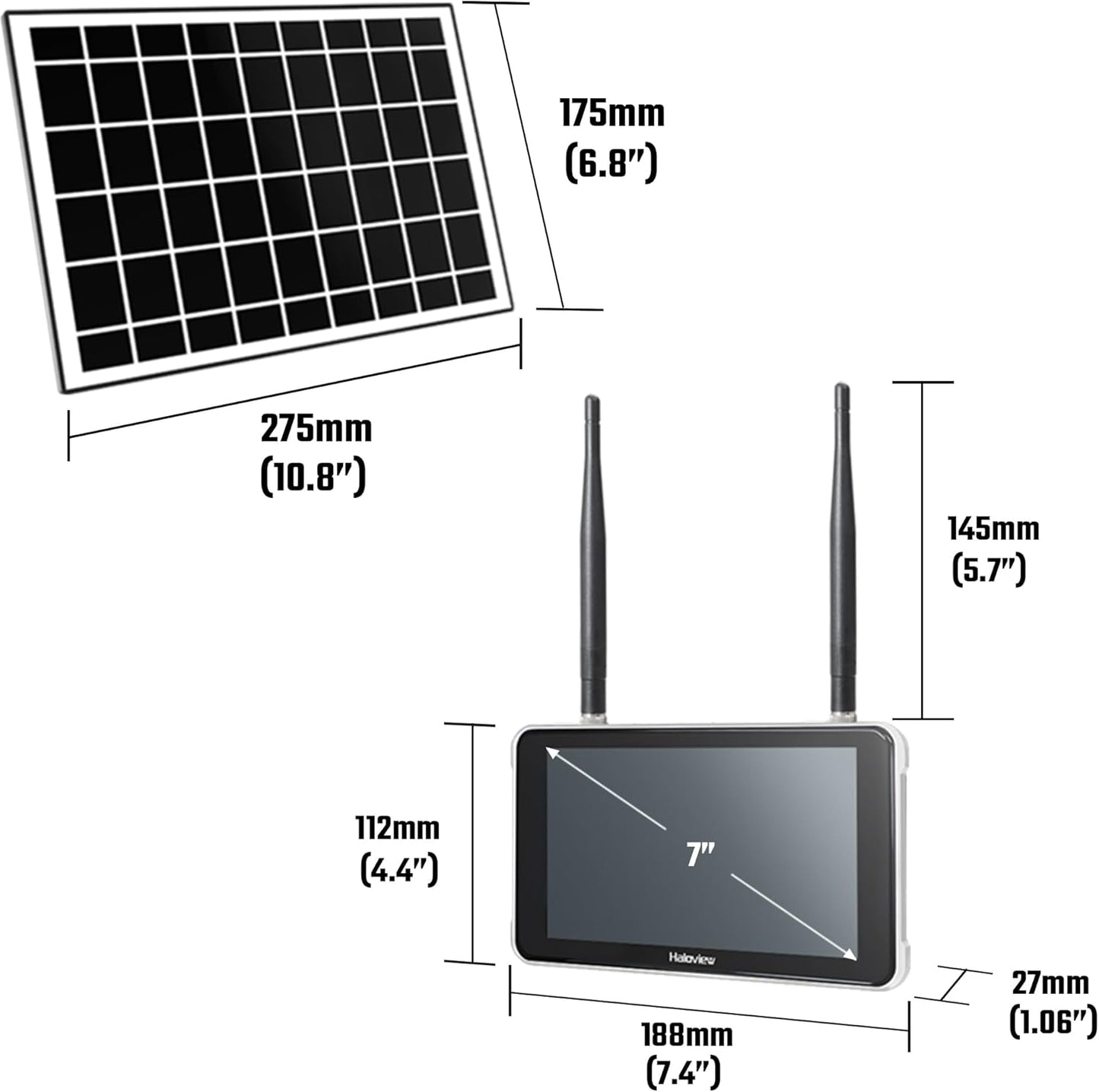 Haloview Byte Tango BT7 Solar Wireless 1080P Solar Powered Backup Camera with Touch Monitor for RV