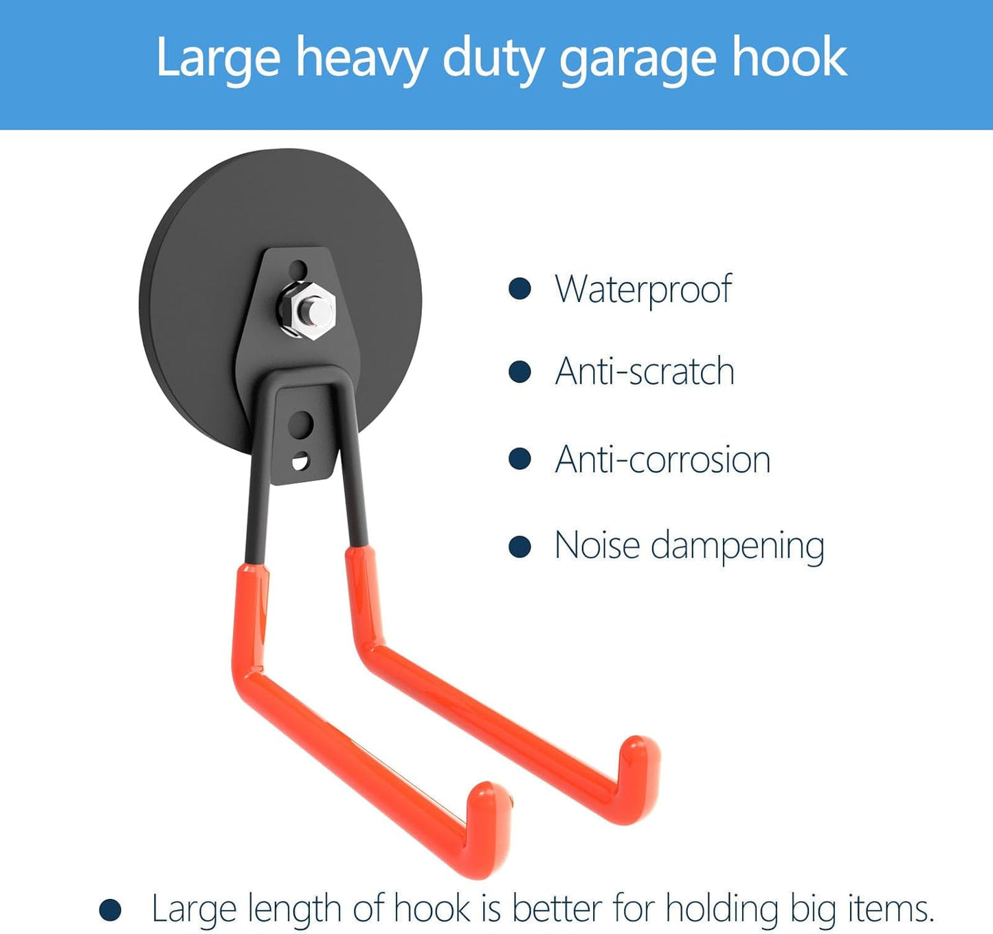 Heavy Duty Large Magnetic Hooks, Strong Magnet Hooks for Garden Tools,Hose,Straps,Steel Pegboard,Workshop,Anti-Scratch EV Charger Holder,Magnetic Cable and Tool Holder(4 Pack)