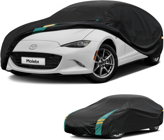 Small Car Cover Waterproof All Weather for Coupe, Universal Fit for Mazda Miata/MX-5, BMW Z3, Pontiac Solstice, Audi TT, Honda S2000, Rain Winter Sun Protection. (Length up to 165)