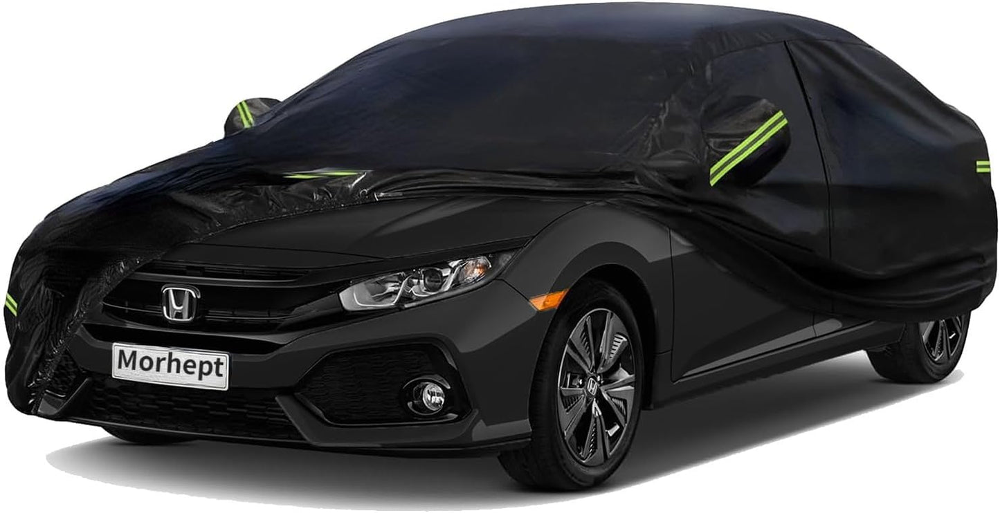 Car Cover Custom Fit for Honda Civic, Waterproof All Weather Full Exterior Sedan Cover Rain Snow UV Protection Cover with Door Zipper