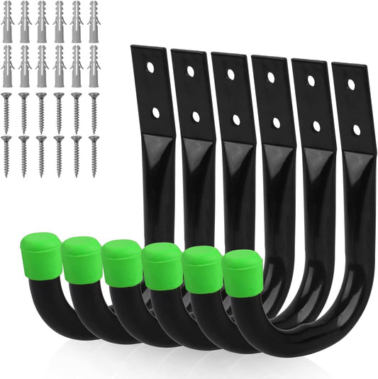 SWANLAKE Heavy Duty Garage Storage Utility Hooks, Utility Hooks for Garage Wall,Color Black (6PCS)
