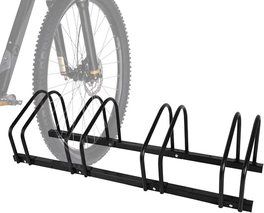 iCool Bikes Floor Bike Stand for 4 Bike, Bike Parking Rack Garage Bike Storage Indoor/Outdoor Stand, Max. Tire Width 2.15"