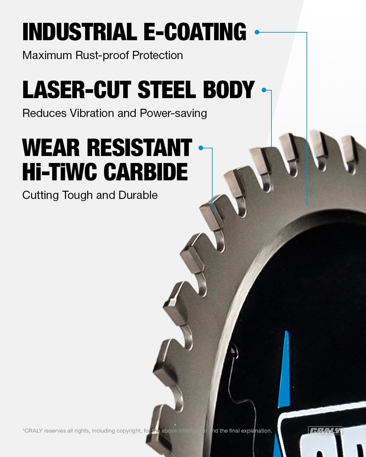 CRALY 8 Inch 42 Teeth Steel and Ferrous Metal Cutting Circular Saw Blade, 5/8 Inch Arbor, Thin Kerf, Professional Carbide Tipped Blade for Angle Iron, Threaded Rod, EMT Conduit(C0842MC)