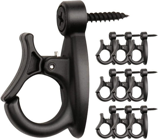 Elrswy 40Pack,Light Hanger Hooks,String Light Hooks,Screw-in Hooks for Hanging String Lights and Wire,Plants,Wind Chimes,Plastic,Black, Wall, Hooks-SQ-01