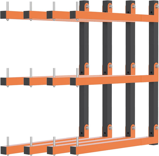 Lumber Rack Wall Mount, Lumber Storage Rack, Heavy Duty Wood Storage Racks with 6-Level System, 720 lb Sturdy Garage Wood Organizer, Orange Lumber Metal Racks for Indoor and Outdoor (4 PACK)