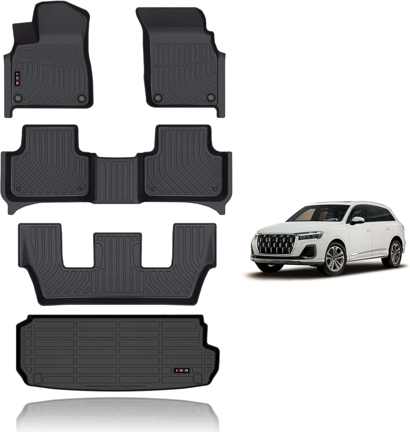 KELCSEECS Floor Mats & Cargo Liner Custom for Q7/SQ7 2025 2024-2020 All Weather Car Mats Automotive Cargo Mat Trunk Mat Q7 Trunk Liner Cargo Liner