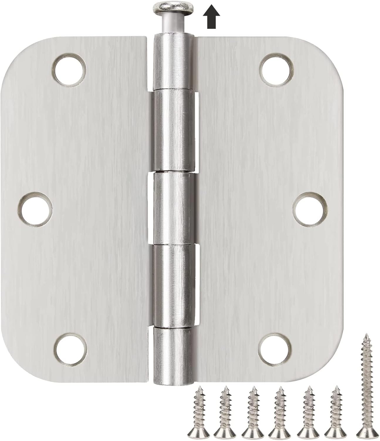 30 Pack Satin Nickle Door Hinges Brushed 3.5 Inch Interior Rounded 5/8" Radius 3-1/2" Flat Iron Hinge Hardware House Bifold Table Farmhouse Bedroom Office Living Room Decor 3½" Accessories for Doors
