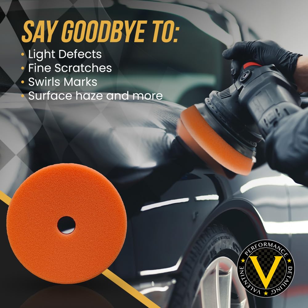 VPD SDO Orange Foam Polishing Pad - Premium Compounding & Polishing Pad for Fine Scratches & Light Swirls, Medium Cut Compound or Polish,Car Buffer Pad w/Tapered Edge, Made in USA, 3.5"