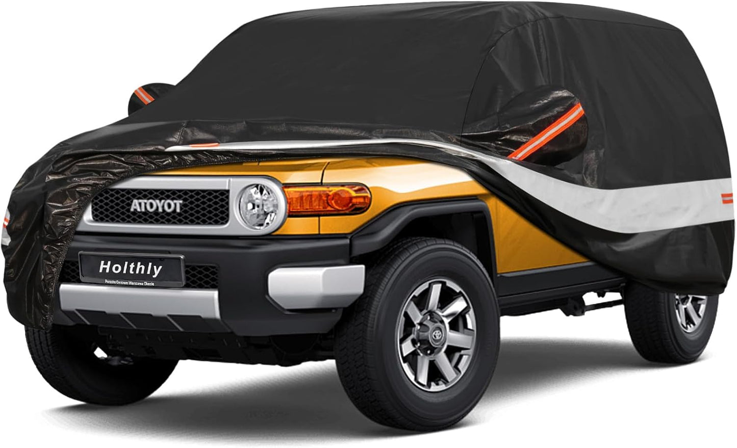 10 Layers SUV Car Cover Custom Fit for Toyota FJ Cruiser (2006-2017), Waterproof All Weather for Automobiles, Outdoor Full Cover Sun Dust Rain Protection with Cotton. Black