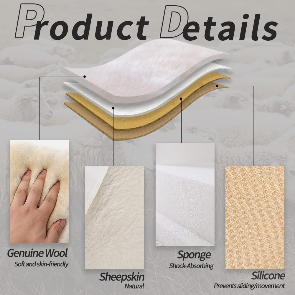 LLB Genuine Sheepskin Car Seat Cushion Seat Covers for Cars Trucks SUV Comfort Seat Protector Pad for Car Driver Seat Car Accessories for Women Office Chair Car Decor (Pearl Front Seat Cushions-2 Pcs)