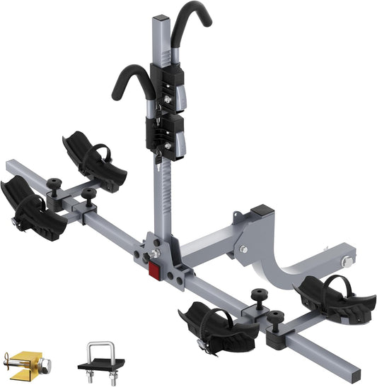 WILDROAD Hitch Bike Rack, Foldable 2-Bike Rack for Standard, Fat Tire and E-Bike, Wobble Free Smart Tilting Bike Rack, 2-Bike 180 lbs Capacity, Fits 2-inch Receiver