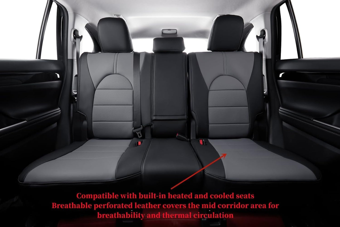 coverdream Custom Fit Camry Car Seat Covers for 2025 Toyota Camry XLE,XSE,Full Coverage Waterproof Leather Seat Protector(Full Set,Black/Gray)