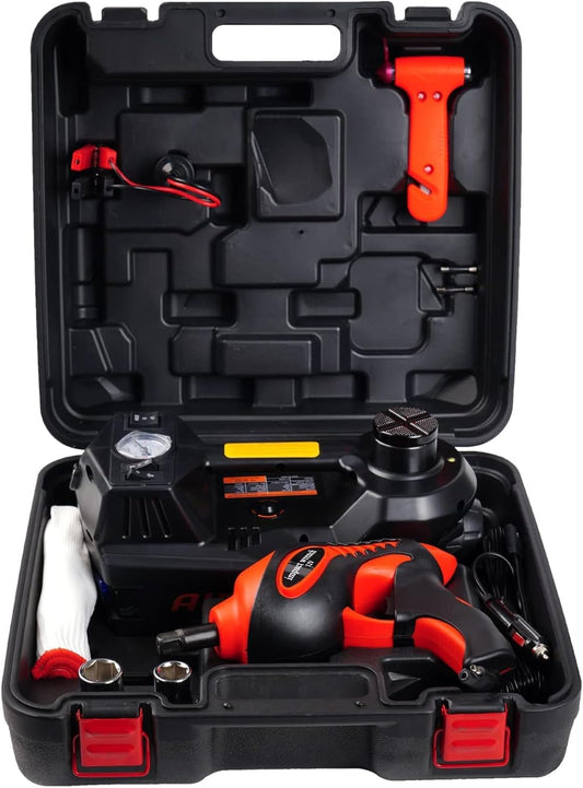 STANDTALL Electric Car Jack Kit 5 Ton 12V Hydraulic Jack Automatic Lift for Car with Impact Wrench and Tire Inflator Pump for SUV Sedan Truck Change Tires Garage Repair Road Emergency