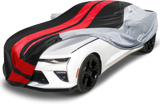 iCarCover Custom Car Cover Compatible with Camaro 2010-2023, Waterproof All Weather Rain Snow UV Sun Protector Full Exterior Indoor Outdoor Car Covers, Tribe (Gray/Black)