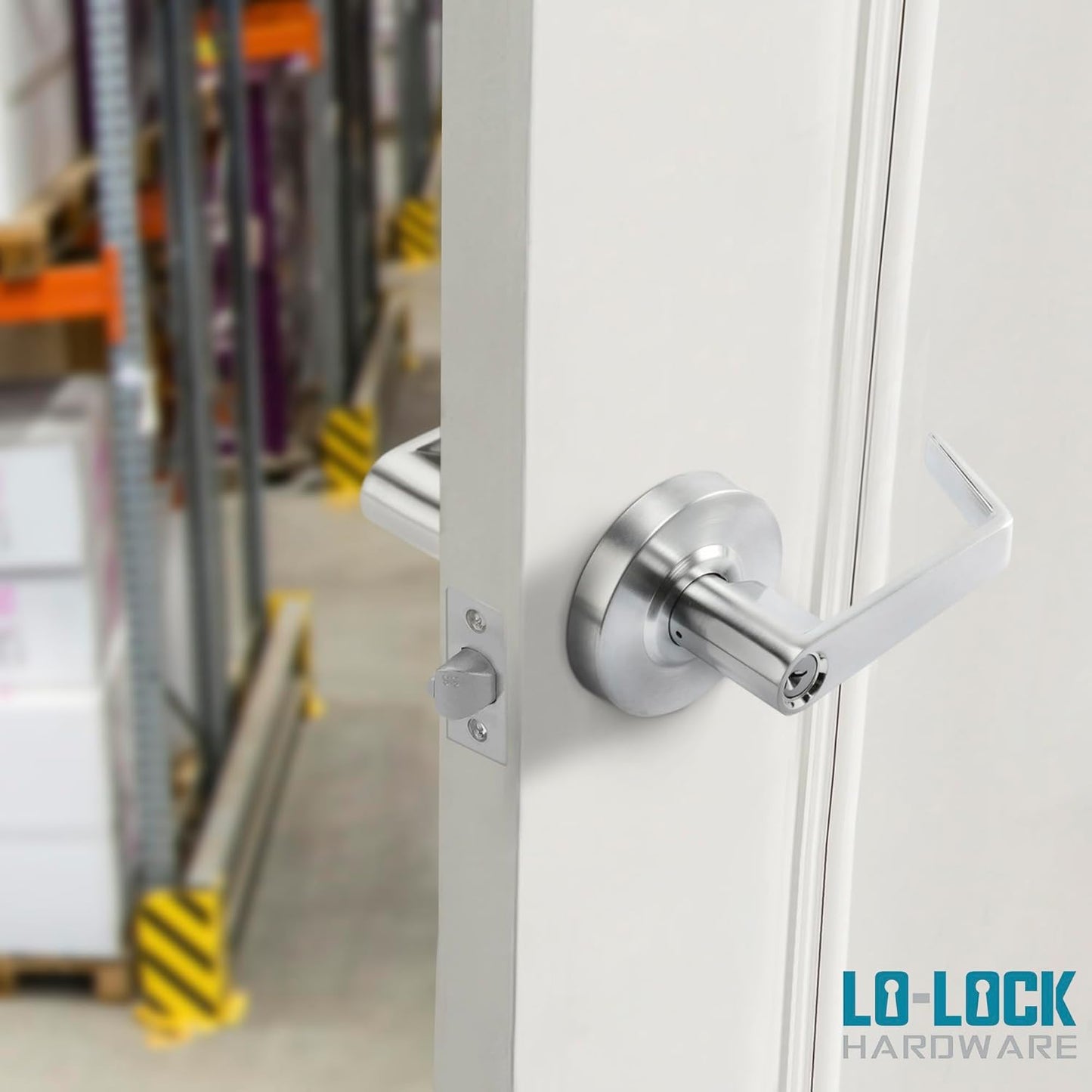 Commercial Lever Door Lock - Heavy-Duty Locking Door Handle, ADA Door Handles, Cylindrical Lever Lock, Non-Handed Grade 2 Industrial Door Handle, 26D Satin Chrome, Entrance w/Clutch