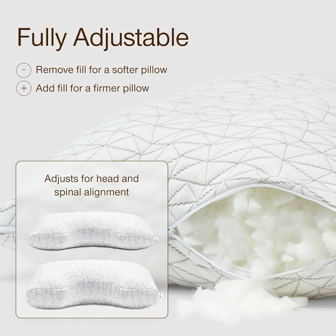 Coop Home Goods Original Cut-Out Adjustable Pillow, King Size Bed Pillows for Neck & Head Support, Memory Foam Pillows - Medium Firm for Side Sleeper, CertiPUR-US/GREENGUARD Gold