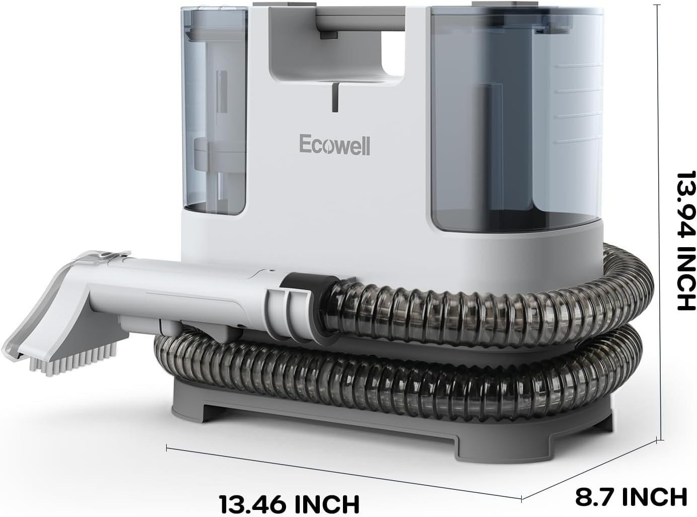 ECOWELL Portable Upholstery Carpet Cleaner,Wet Dry Deep Cleaning Sofa Carpet Spot Shampooer Machine, Independent Dual Water Tank Design for Spot, Stain,Area Rugs, Cars & More, 12Kpa Suction WDV01