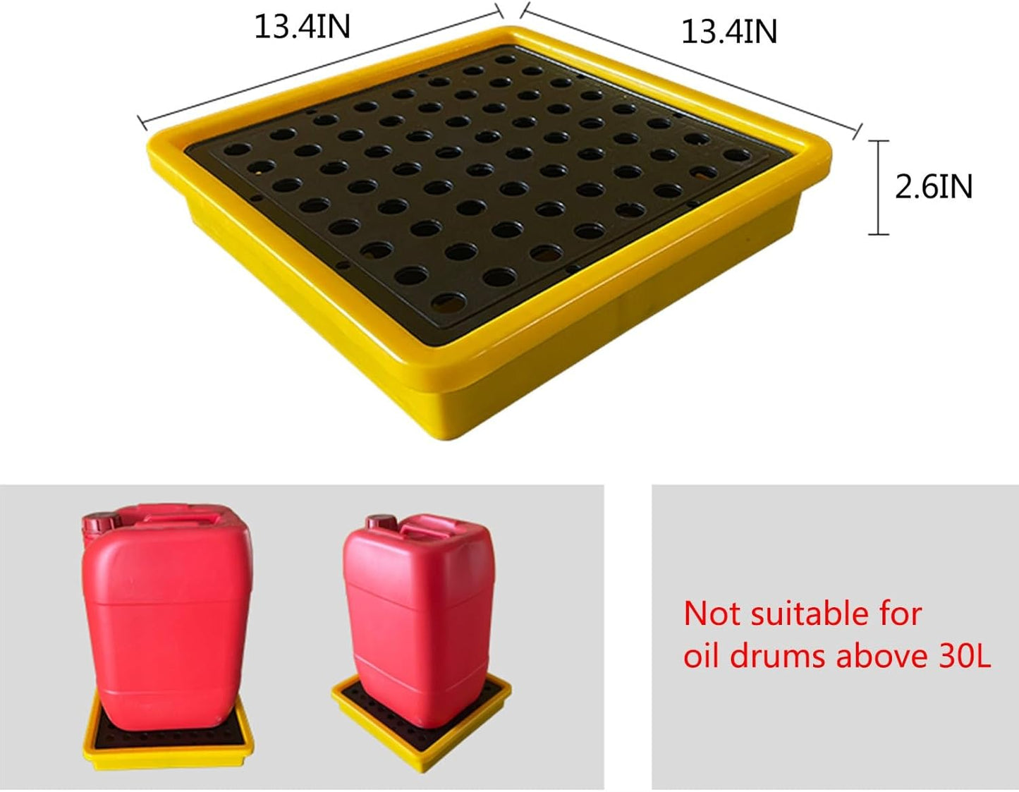 Drum Containment Spill Pallet, Industrial Nestable Oil Drums Leak-Proof Tray, Garage Storage Detachable Anti Slip Polyethylene Platform with Drain (Color : Yellow-1 Pack, Size : 13.4"x13.4"x