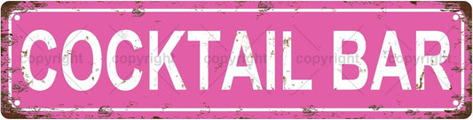 COCKTAIL BAR Vintage Metal Tin Sign, Street Sign, Home Decor, Room Decor, Wall Decor, Bathroom Decor, Bar Decor, Cafe Decor, Garage Decor, 16 x 4 Inch
