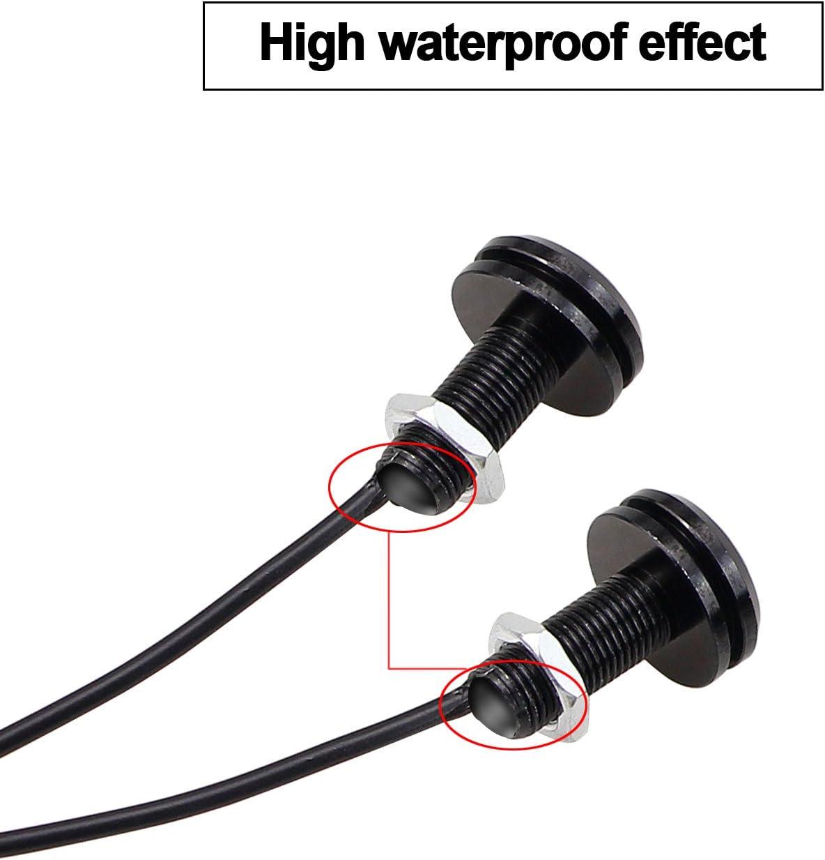 LEADTOPS 10Pcs 18mm 12V Eagle Eye LED Car Fog DRL Daytime Running Light Backup Reverse Tail Rock Lights Small bulb (Yellow, Black Case)