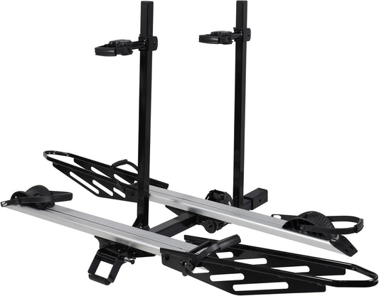 Rockland Foldable 2-Ebike Rack, 200 lbs Capacity, Hitch Mount Electric Bike Rack, Fits up to 5" Fat Tire Width and 50" Wheelbase, Ebike Carrier Rack for 2" Receiver for Cars SUVs Vans RVs