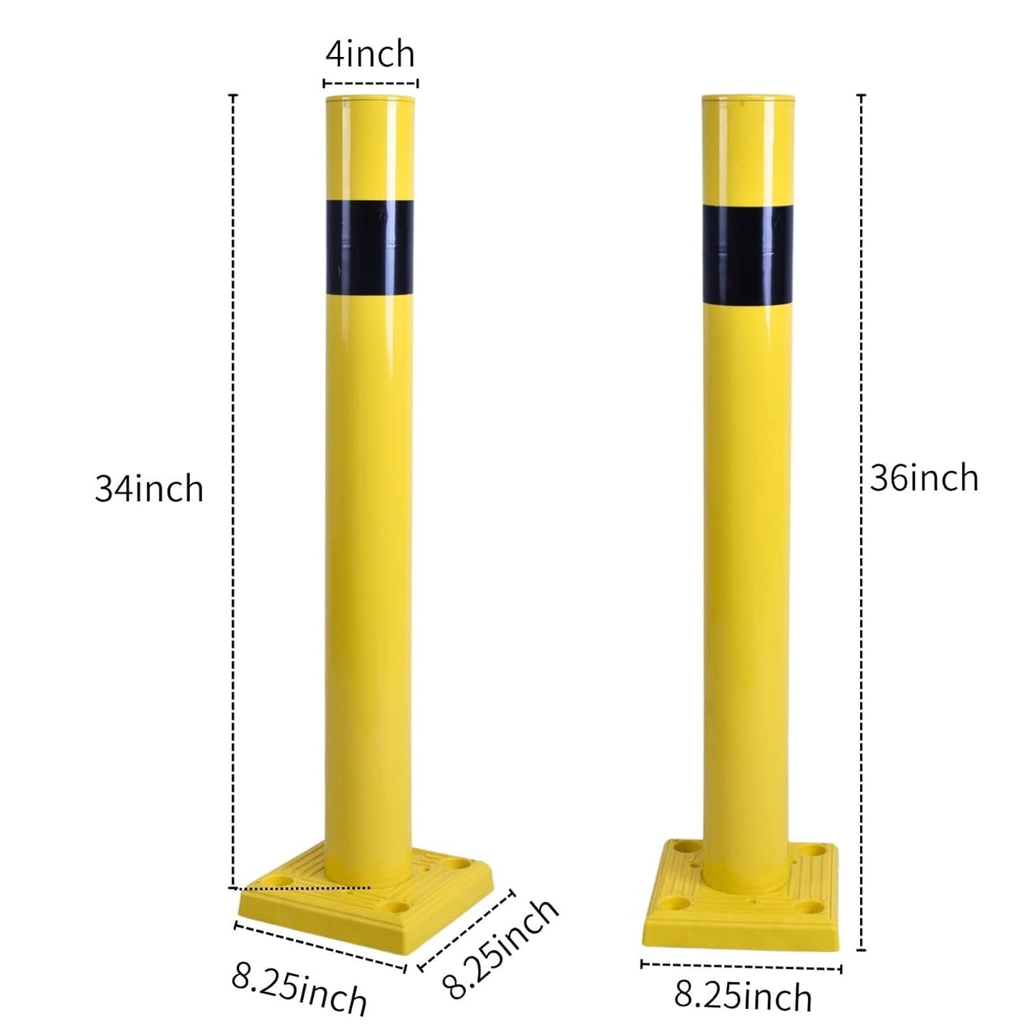 4 Pack 4" Diameter SpringBack Safety Bollard Post with 4 Anchor Bolts for Parking Garage, Warehouse, Driveway & Outdoor Use (36"H 4Pack)