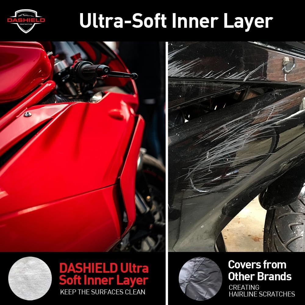 Ultimum Series Motorcycle Cover Waterproof All Weather Protection Universal Heavy Duty Night Reflector with Lock-Holes Compatible with Suzuki Harley Davidson Kawasaki Yamaha Honda Blue XXL