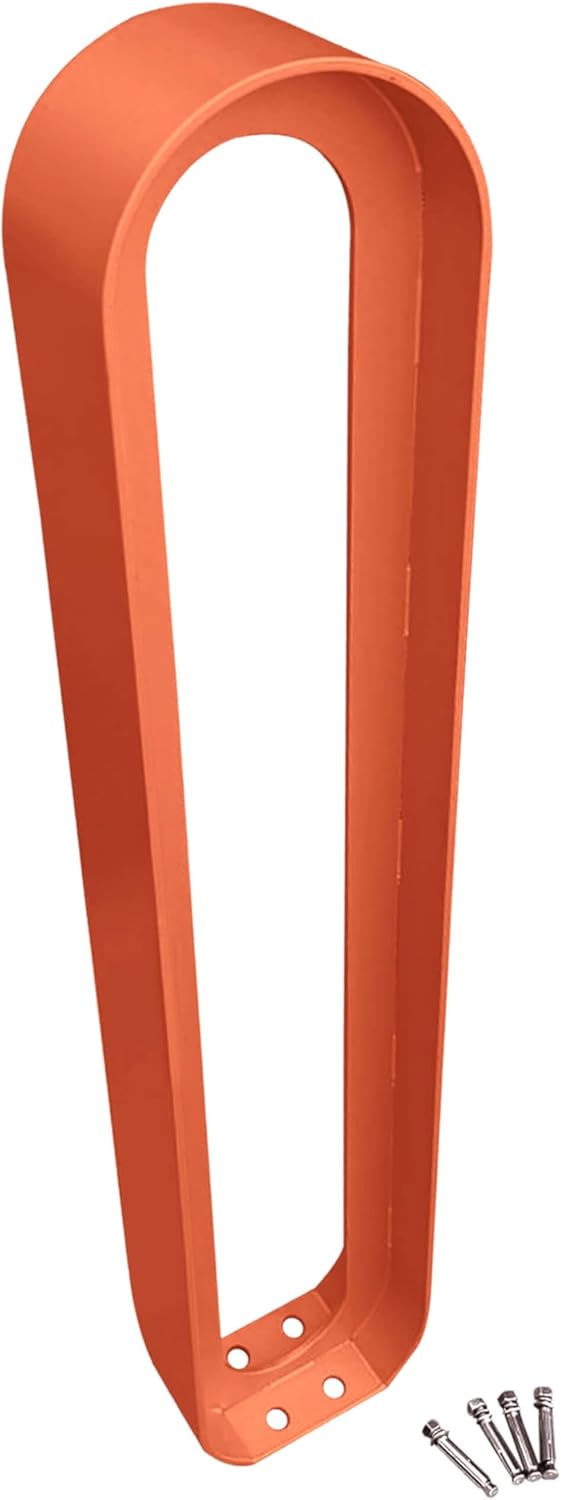 Sandbaggy Modern Commercial Bike Rack | 6.5” x 3” x 35” Oval Design | In-Ground | Anchor Bolts Included (Orange, 2)