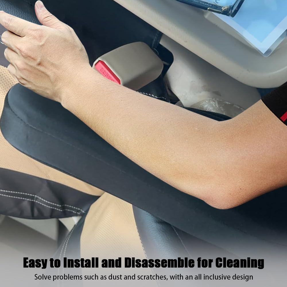 2PC Car Front Seat Armrest Covers,Universal Size Seat Arm Rest Cover,Flat Cloth Fabric Armrest Cover,Car Interior Accessories(Black,1Pair)