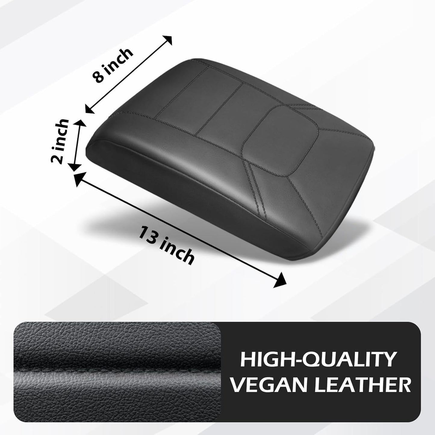 Muslogy Armrest Pad Center Console Cover Compatible with Mazda CX-5 2025 2024 2023-2017 CX5 Accessories Middle Console Cover Cushion Vegan Leather Armrest Lid Protector (Black/Black Stitching)