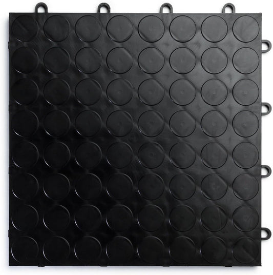 Big Floors RaceDeck CircleTrac, Interlocking Non-Slip Garage Flooring Tile, Durable, Modular, Heavy-Duty Copolymer, Easy Install (Black, 24 Pack of 12 x 12" Tiles)
