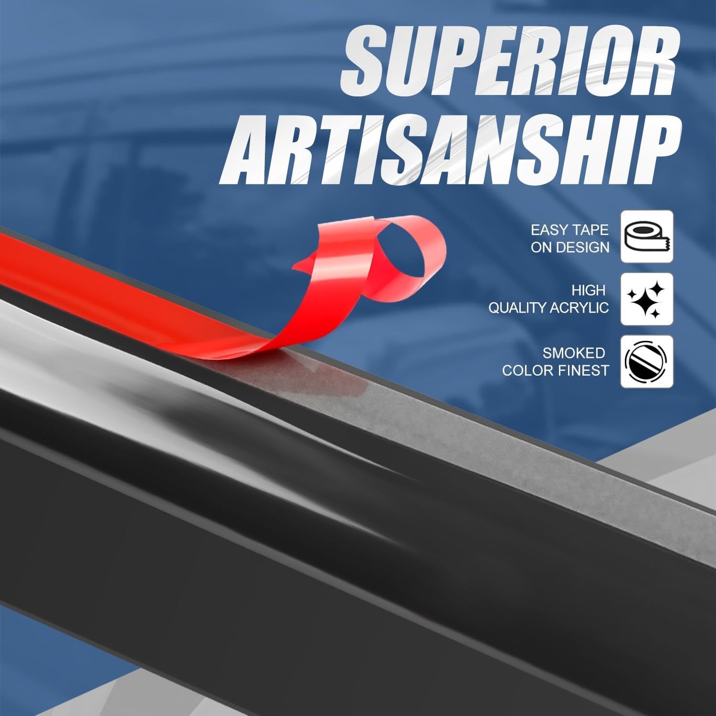 Auto Dynasty 4PCS Carbon Fiber Pattern Window Visors Compatible with 1992-2000 Chevy Tahoe GMC Yukon Suburban C/K 1500 2500 3500 Crew Cab Escalade, Tape-On Front & Rear Window Deflectors