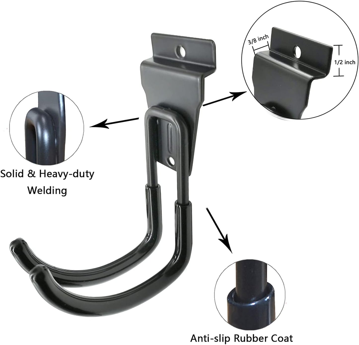 Slatwall Hooks - Black Garage Accessories, 8 Pack