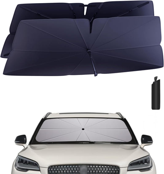 Windshield Sun Shade Umbrella for 2020-2025 Lincoln Aviator Accessories: Custom Fit 240T Silver, Double Thickened, Foldable Sunshade Window Sun Visor, Ultimate 99% UV Blocking for Standard, Reserve