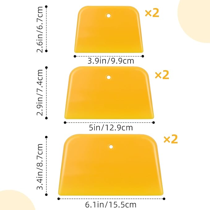 6-Pack Body Filler Spreaders,4/5/6 Inch Plastic Spreader Tool,Reusable Auto Body Repair Kit for Automotive Body Fillers Putties Glazes & Caulks