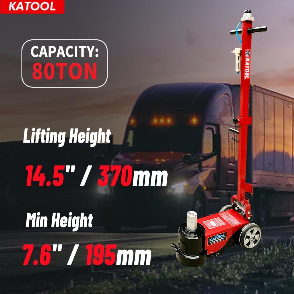 80 Ton Heavy Duty Floor Jack Pneumatic Hydraulic Jack Car Truck Lift Fit for Garages, Repair Shops Lift Range 7.6"- 14.5"