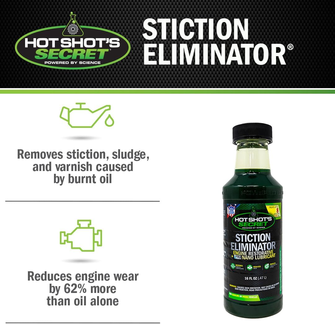Hot Shot's Secret Original Stiction Eliminator 16oz - For All Vehicles, Gas & Diesel Oil Additive, Reduces Wear, Restores Power & Protects Injectors, Eliminates Injector Stiction