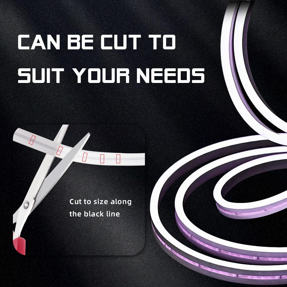 Car LED Strip Light For Trunk, 79Inch IP67 Silicone Waterproof Neon Light Strip Embedded, Flexible Cutting Universal Auto Interior Lights(Pink)