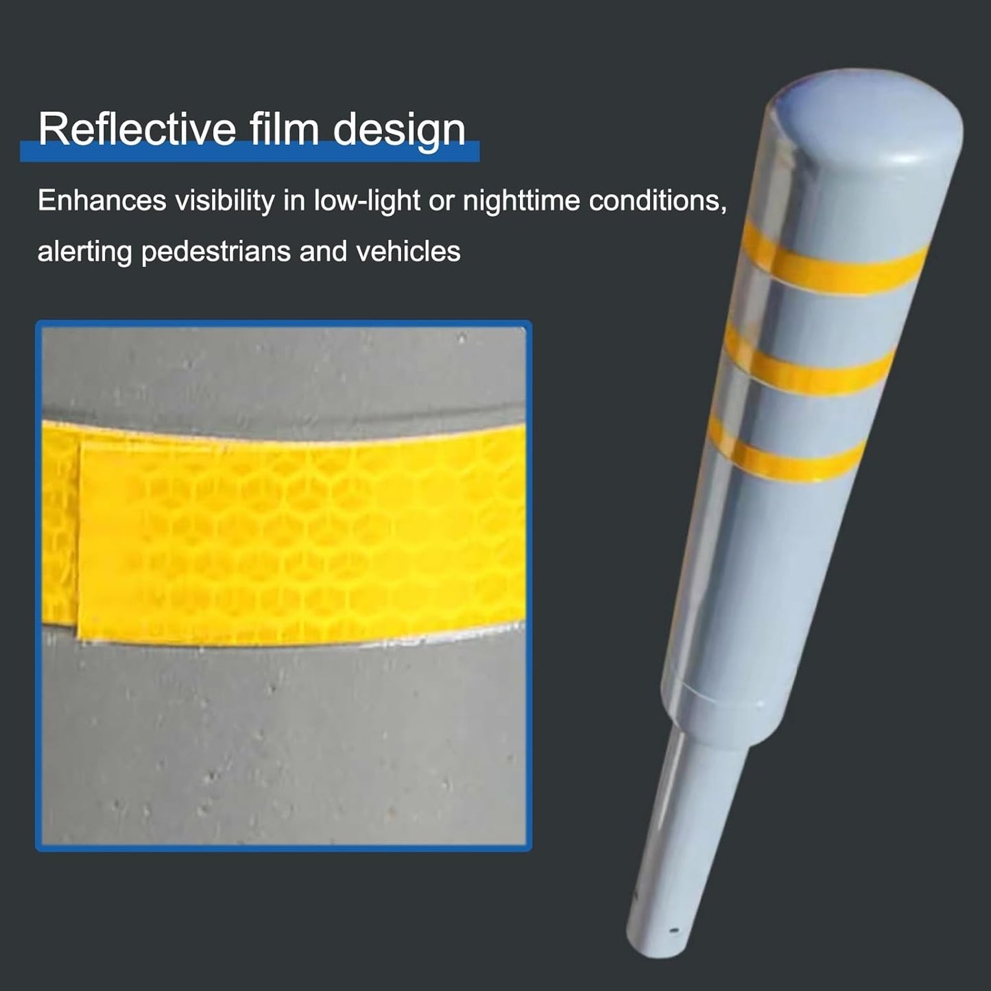 Metal Safety Bollard, Car Parking Protection Posts, Personal Garage Driveway Barrier, Crash Column Safety Warning Column, for Traffic Control(Gray (4PCS))