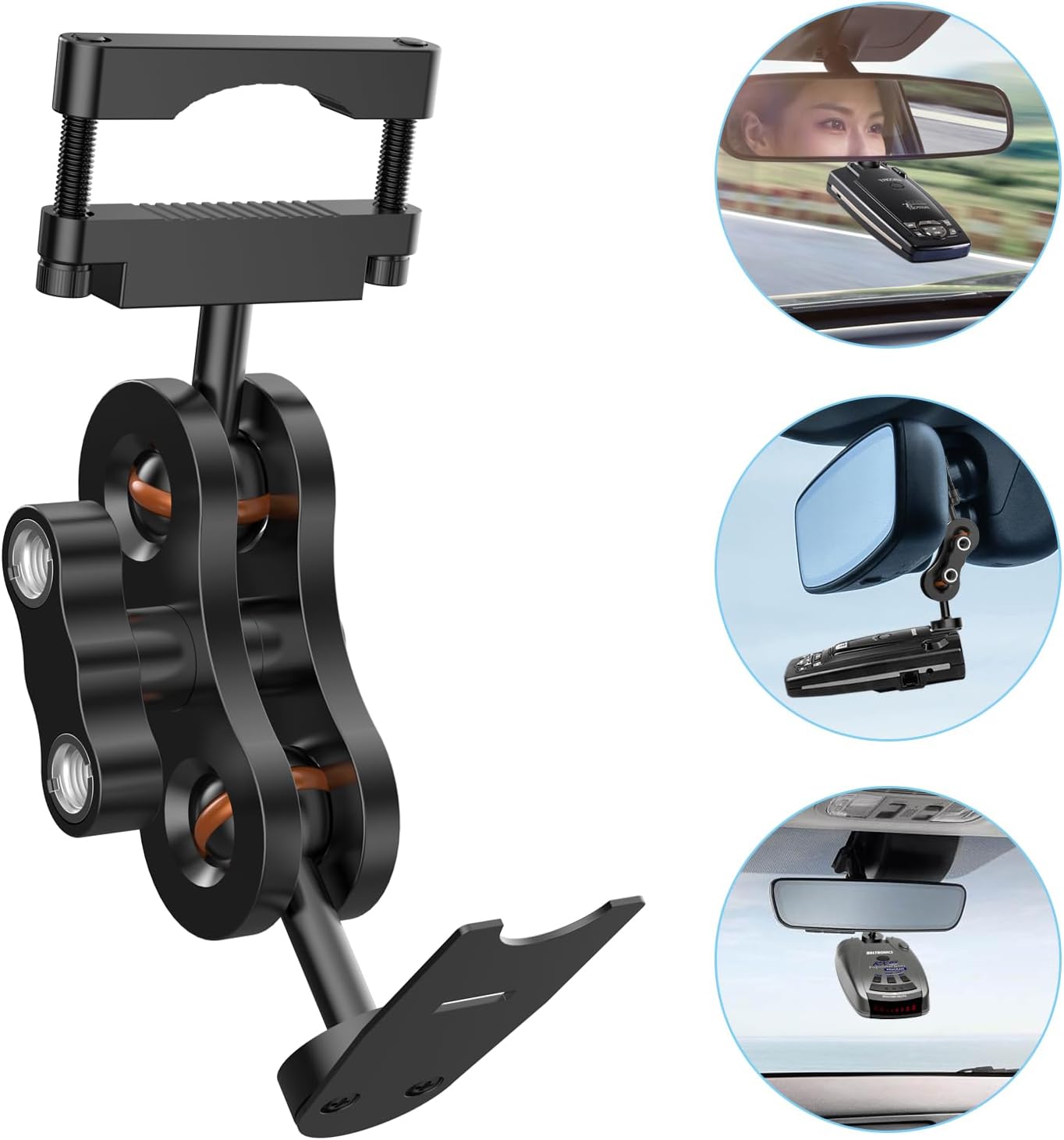 Radar Detector Mount Rearview Mirror Bracket, Car Truck Mirror Radar Mount Bracket,Aluminum Rearview Mirror Rod Mount (for Escort Beltronics Vector Rocky Mountain Phantom-T Radar)