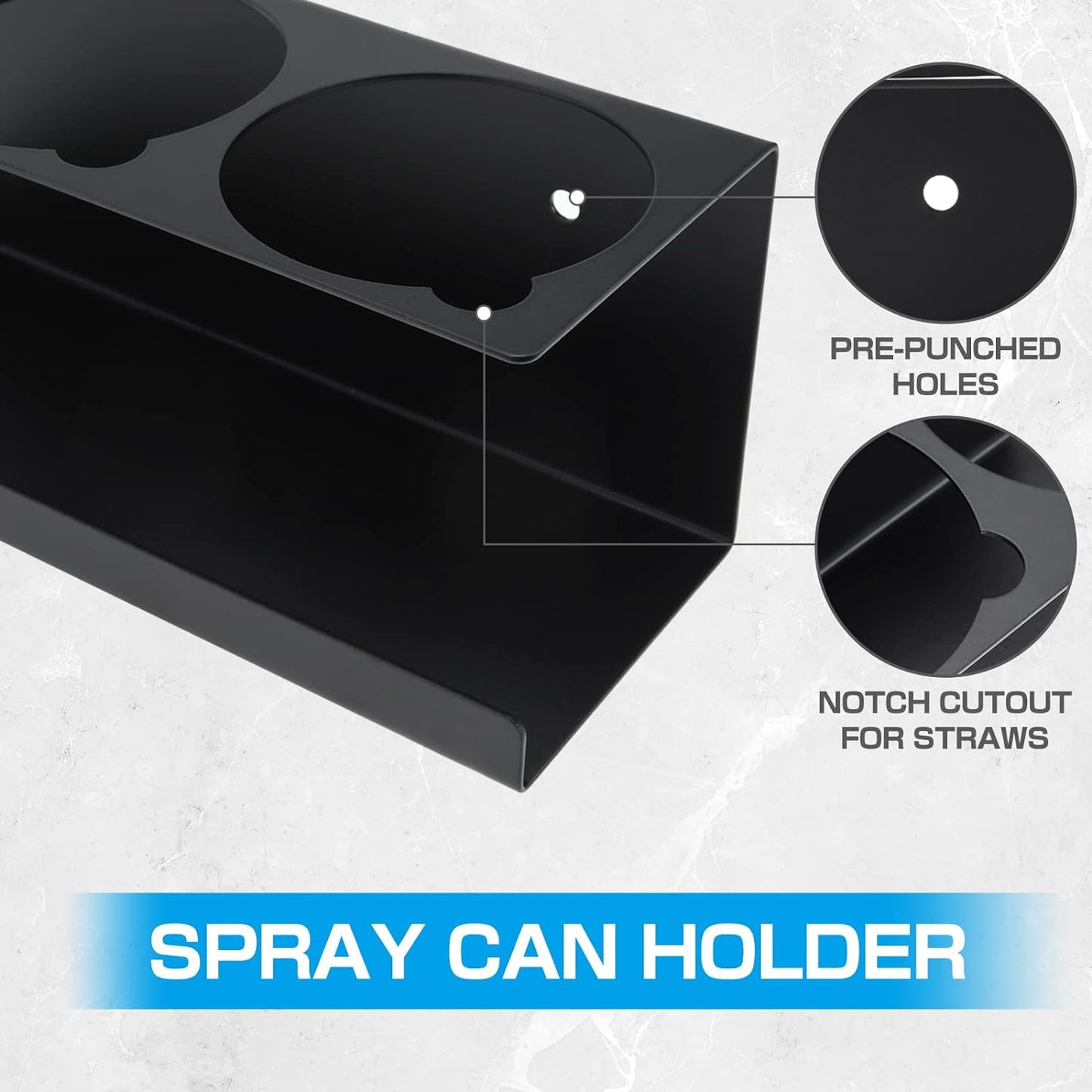 RealPlus Aerosol Spray Can Holder Rack Organizer 5 Cans Spray Bottle Holder Heavy-Duty Steel Wall Mounted for Garage and Workspace, Pack of 6