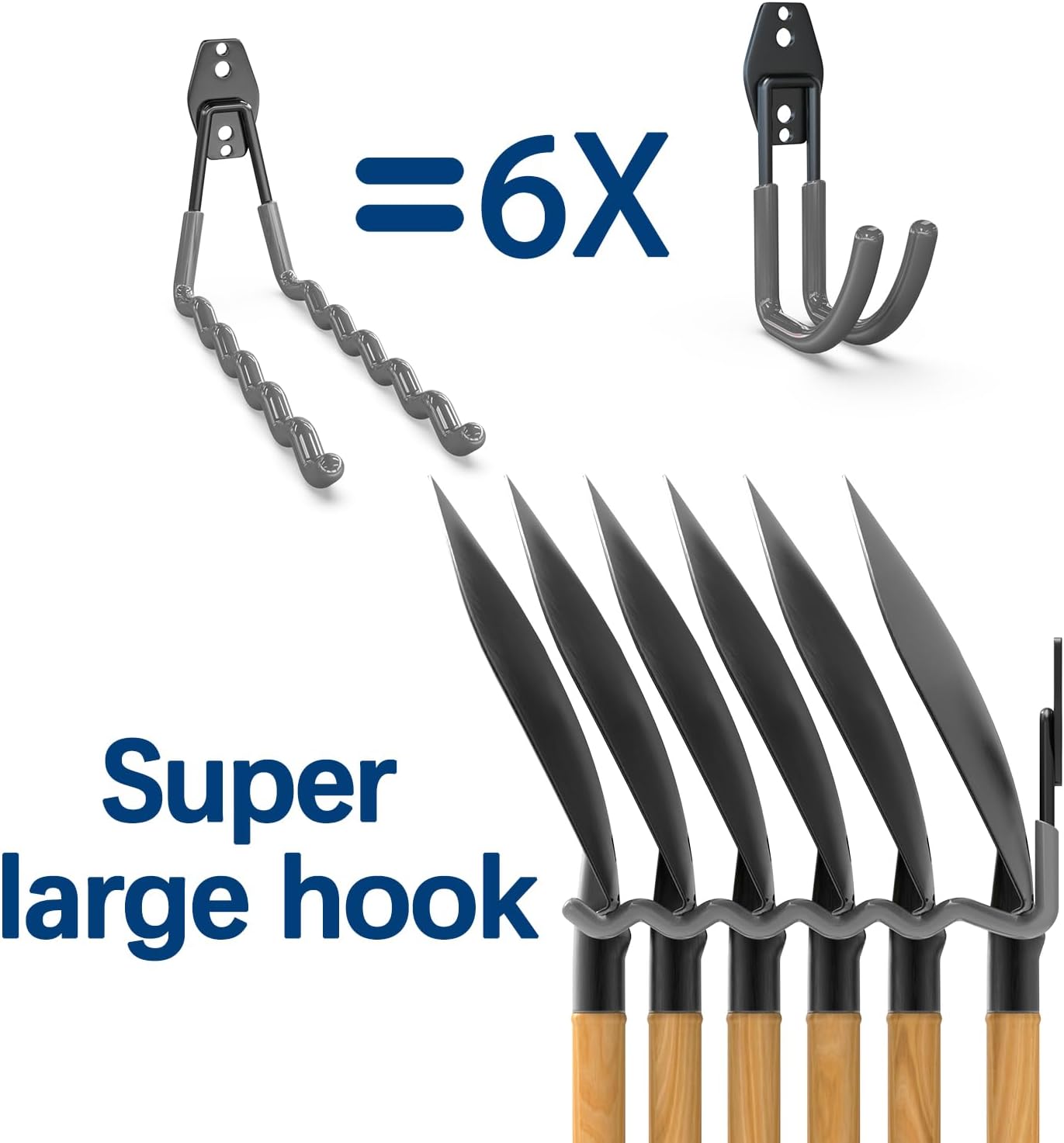 3-H Garage Wall Hooks 20 Pack, Garage Hooks Heavy Duty with Extra Welding Spots, Garage Organizer for Garden, Lawn, Chairs, Ladders, Weed Eater, Shovel(Gray)