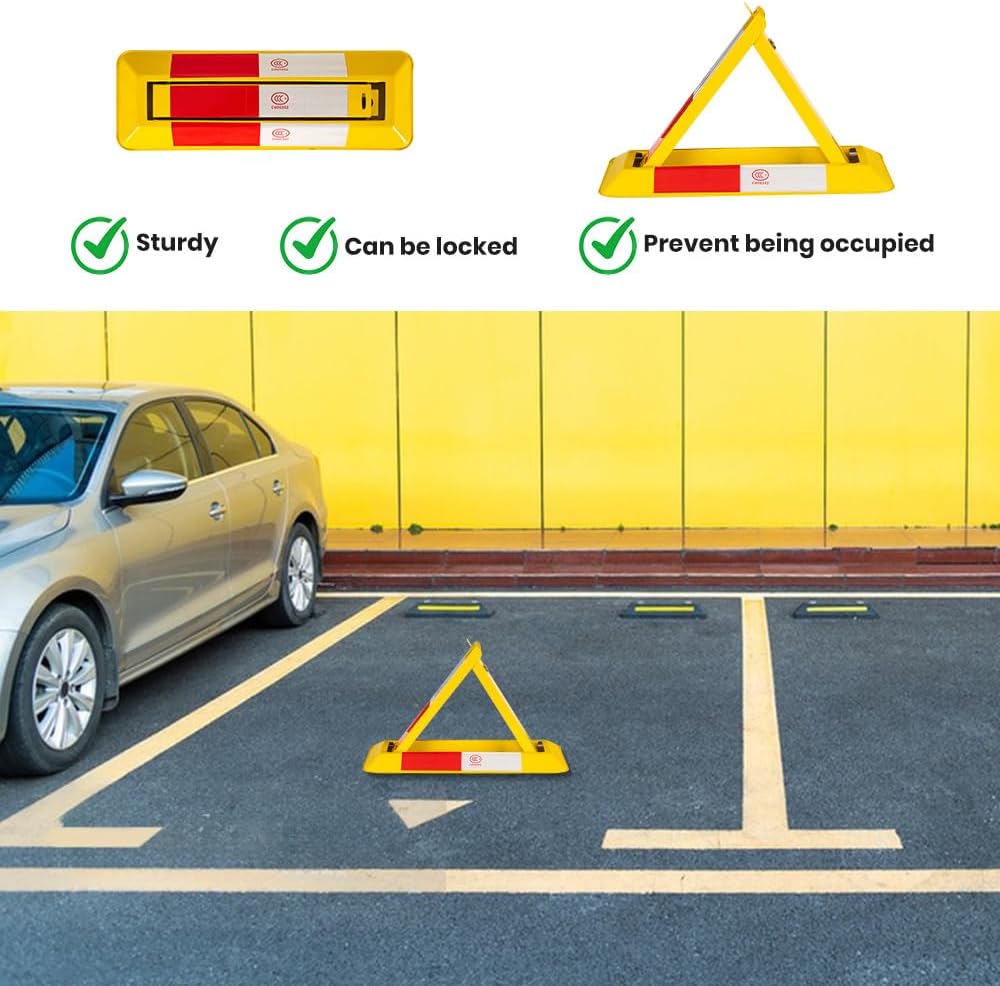 Foldable Parking Barrier,Car Parking Lock Manual Lockable Parking Space Block with Keys,Private Parking Space Lock for Shopping Malls, Hotels,Office,Airports