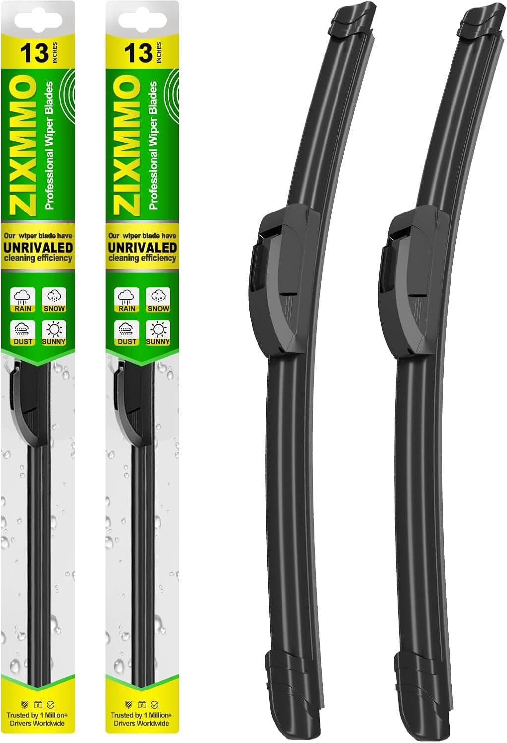 OEM Quality 13in + 13in Premium All-Season Windshield Wiper Blades for Original Equipment Replacement(Set of 2)