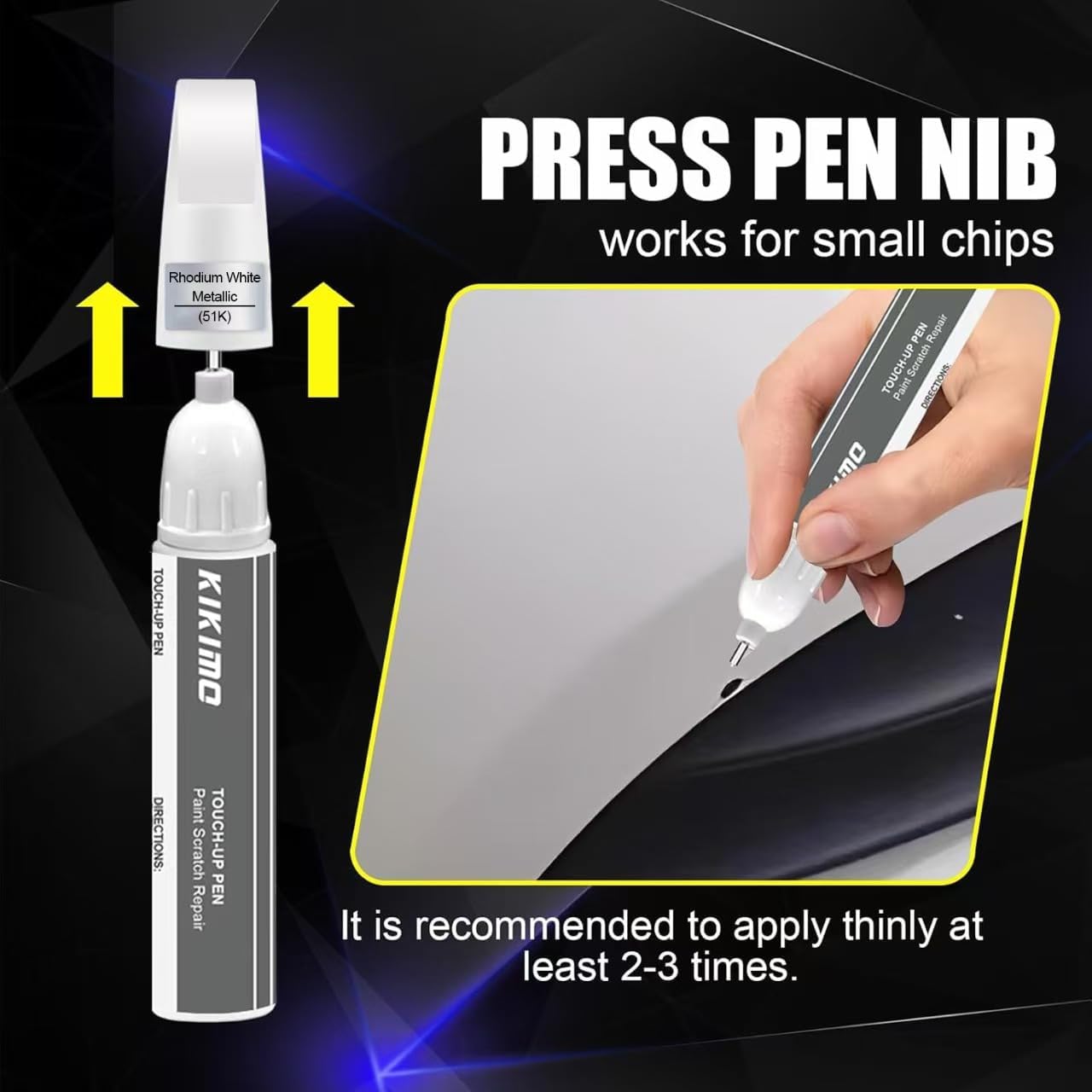 KIKIMO for Mazda Touch Up Paint(Machine Gray Metallic(46G)), Car Paint Repair Kit for Mazda, 2 In 1 Scratches Repair with Pen Tip and Brush, Color-Matched for Quick & Easy Fix