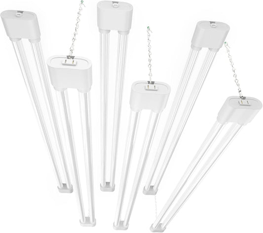 Ensenior 6 Pack Linkable Led Shop Light 4ft for Garage, 4400 High Lumens, 36W Equivalent 280W, 5000K Daylight, 48 Inch Utility Shop led Lights, Surface or Hanging Mount Fixtures, White, ETL Certified